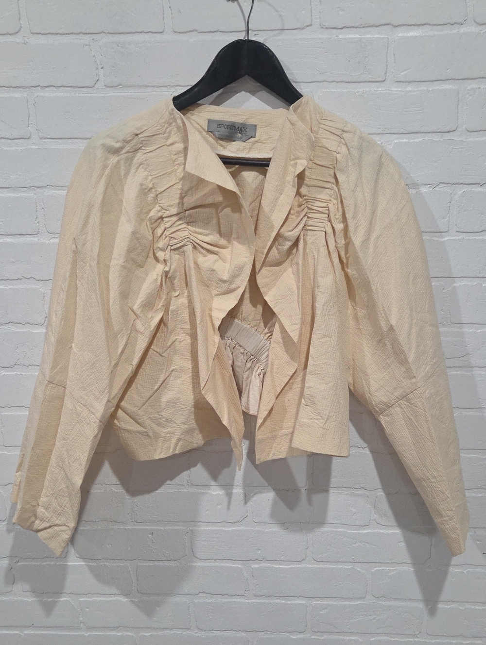 Sportmax Pale Cream Ruffle-Trim Jacket